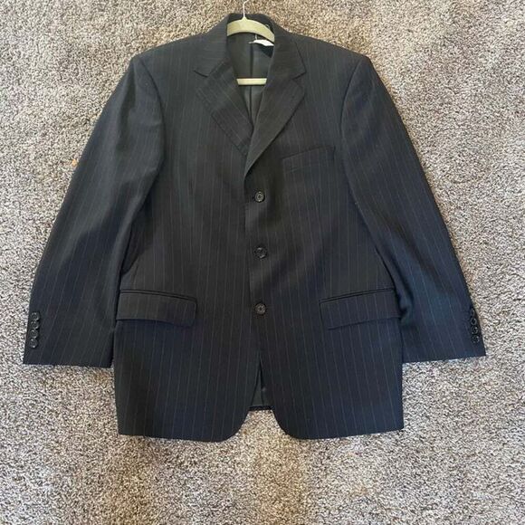 Zanetti Men's Italian‎ Pinstripe Wool Suit Jacket Size 40S business Career - Picture 1 of 10